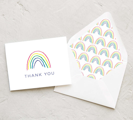 Crayon Rainbow Children's Thank You Card Set (10 Cards)