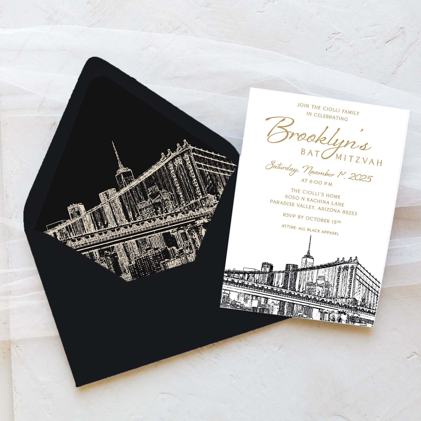 Custom Order - Bat Mitzvah Invitation (via Parties on Purpose)