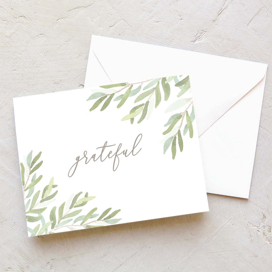 Watercolor Olive Branches Thank You Notes (Set of 10)