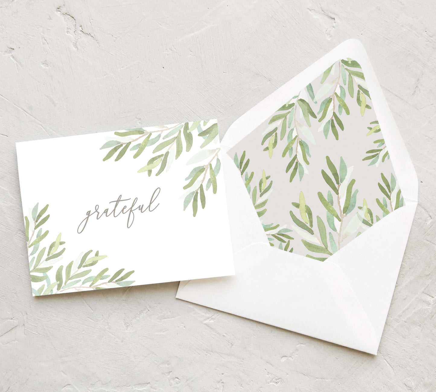 Watercolor Olive Branches Thank You Notes (Set of 10)