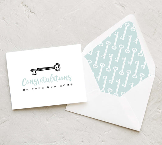 Vintage Key - Congratulations on Your New Home Card (Set of 10)