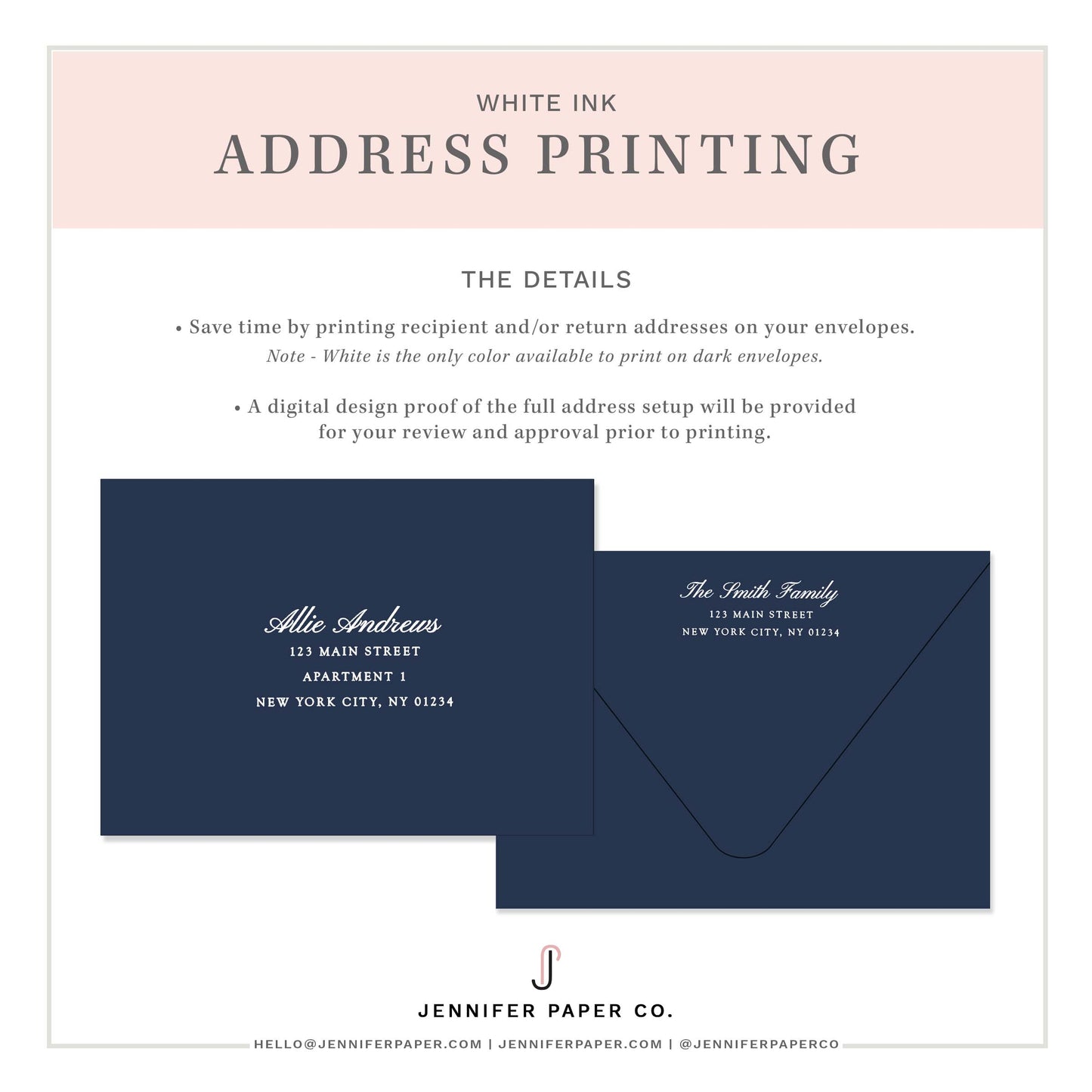 Address Printing - White Ink on Dark Envelopes