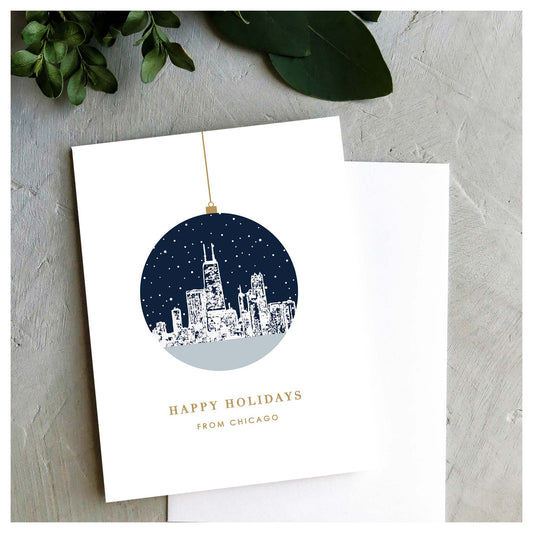 Chicago Skyline Ornament Holiday Card | Set of 10