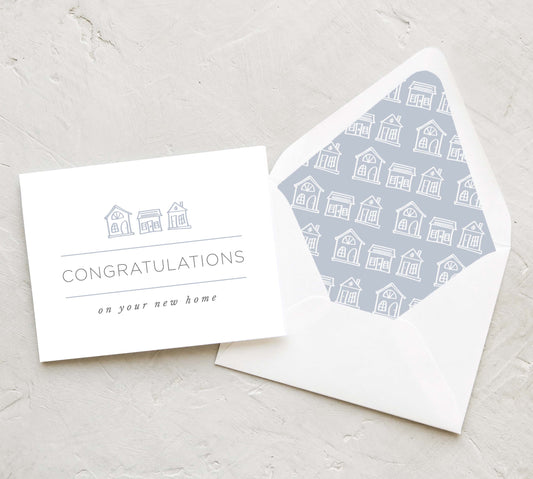 Sketched Houses - Congratulations On Your New Home Card (Set of 10)