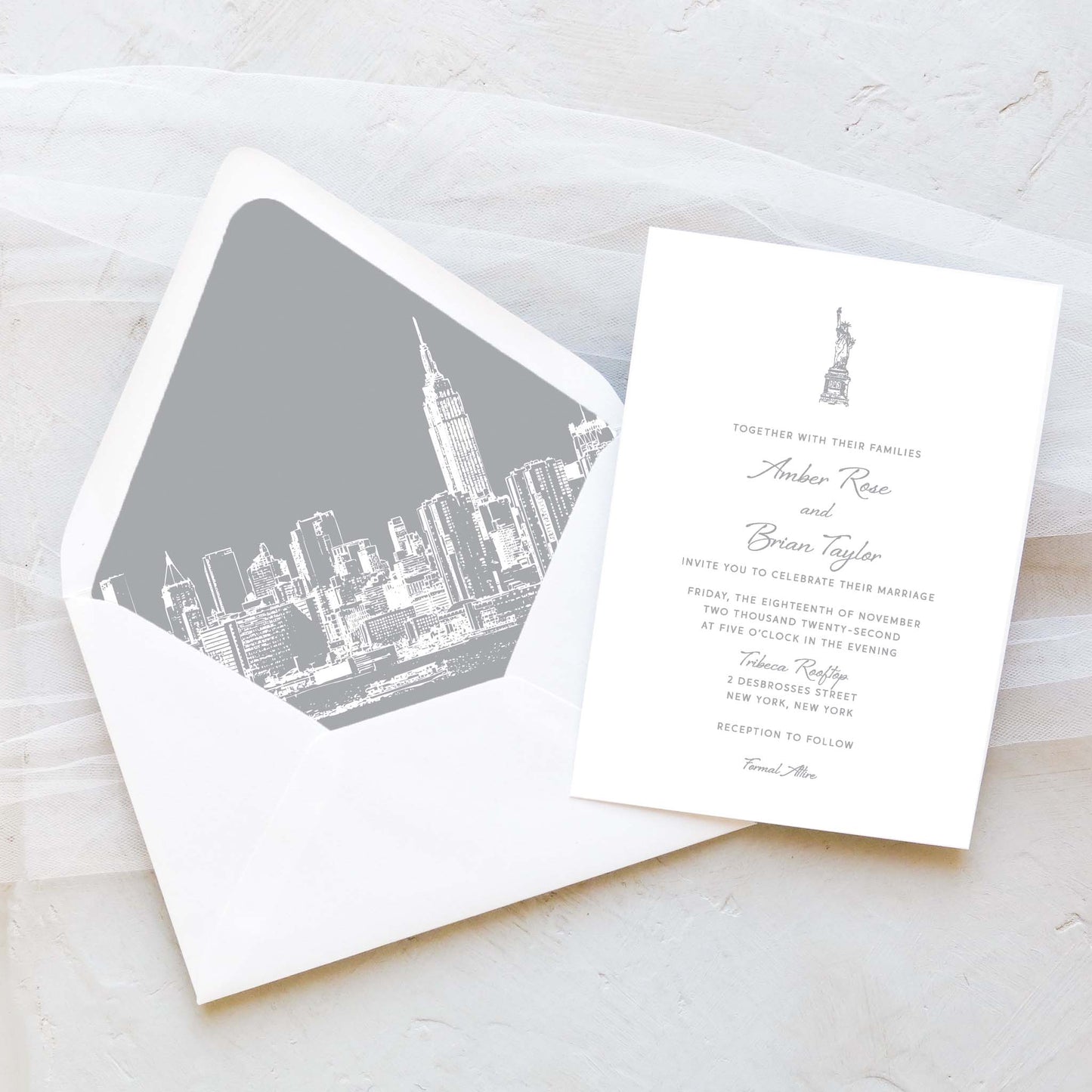 New York City Statue of Liberty Wedding Invitation