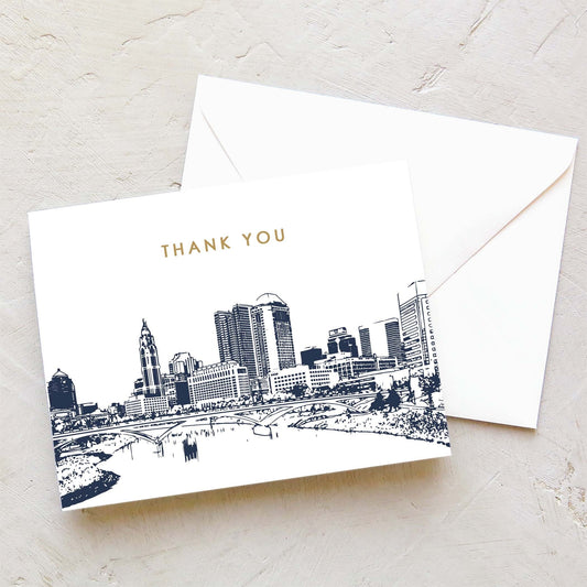 Columbus Skyline - Thank You Card - Columbus | Ohio - Note Cards | Personal Stationery