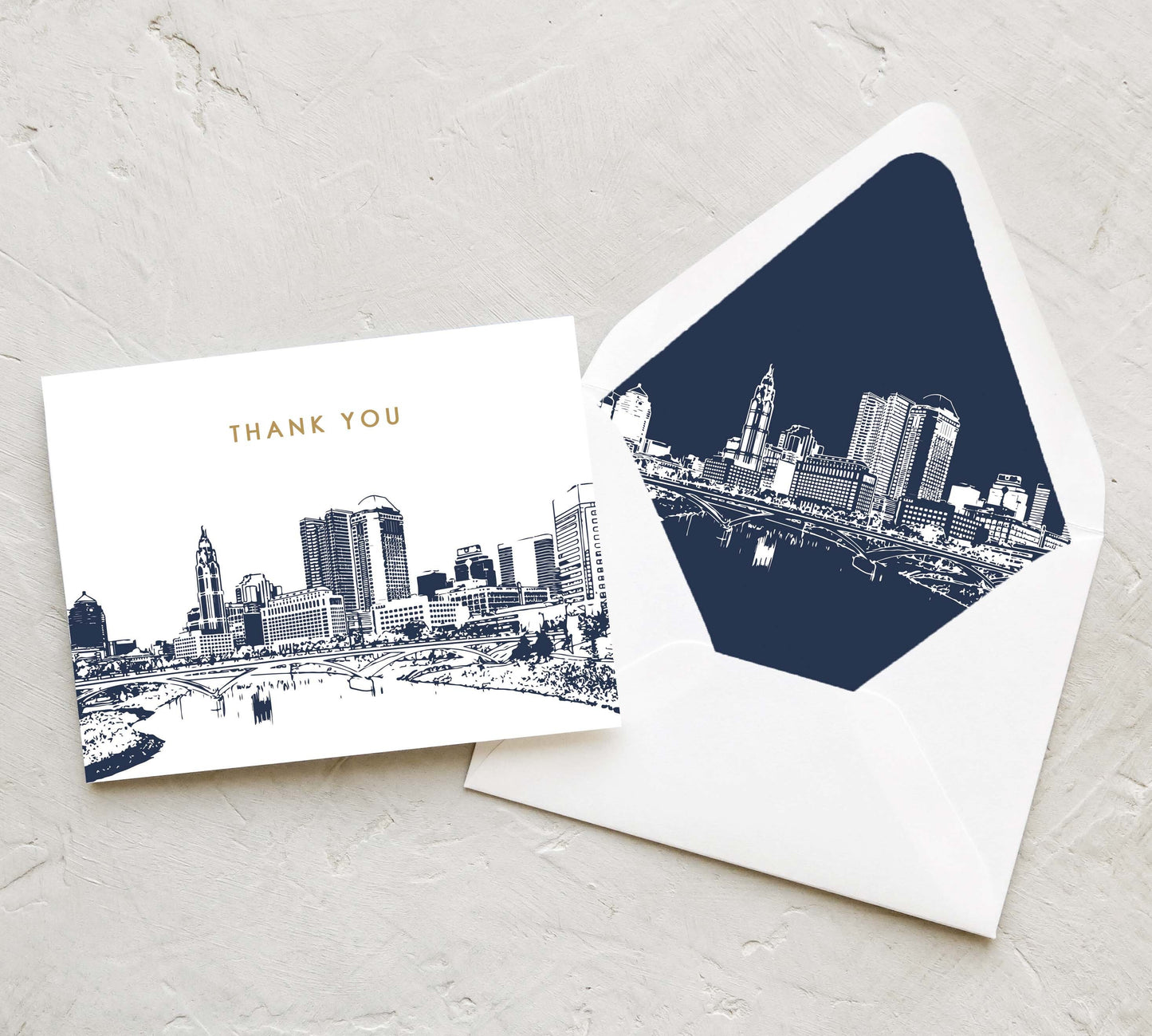 Columbus Skyline - Thank You Card - Columbus | Ohio - Note Cards | Personal Stationery