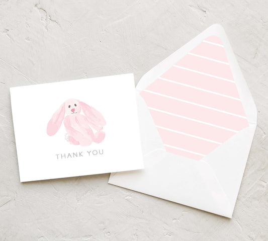 Watercolor Bunny Thank You Card Set (10 Cards)