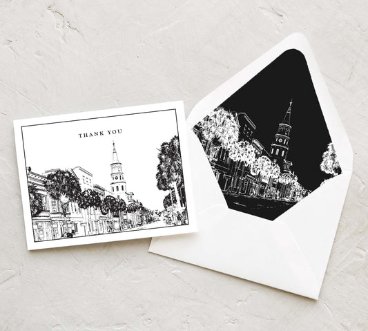 Charleston Rainbow RowSkyline Thank You Card Set (10 Cards)