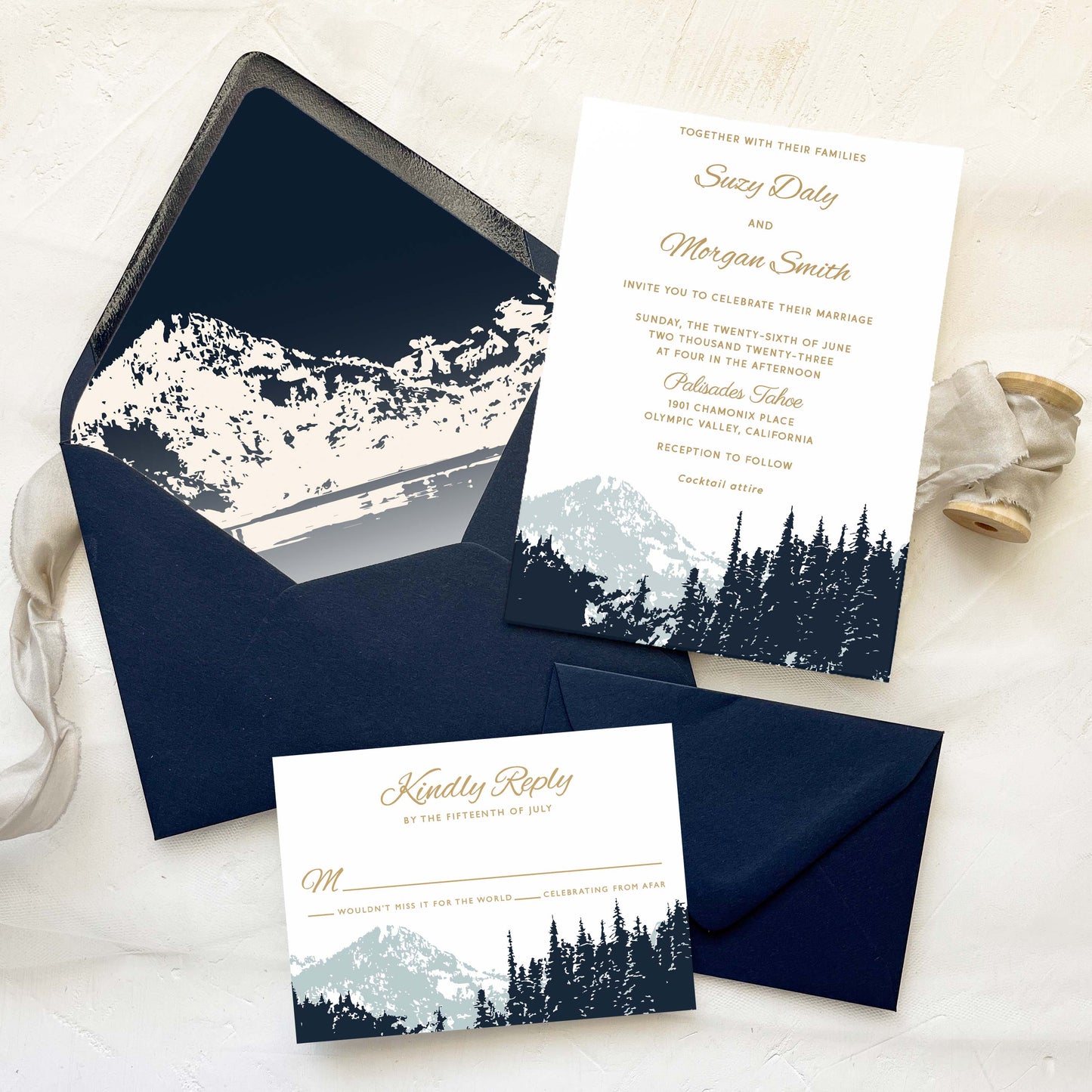 Lake Tahoe Mountain Wedding Invitation