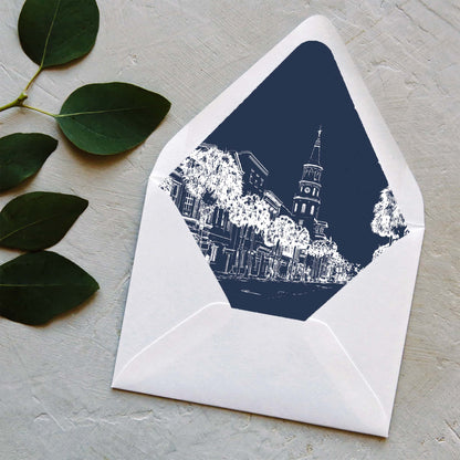 Charleston Save the Date Card and Envelope