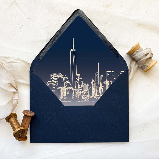 New York City Skyline Lined Envelope | Set of 25