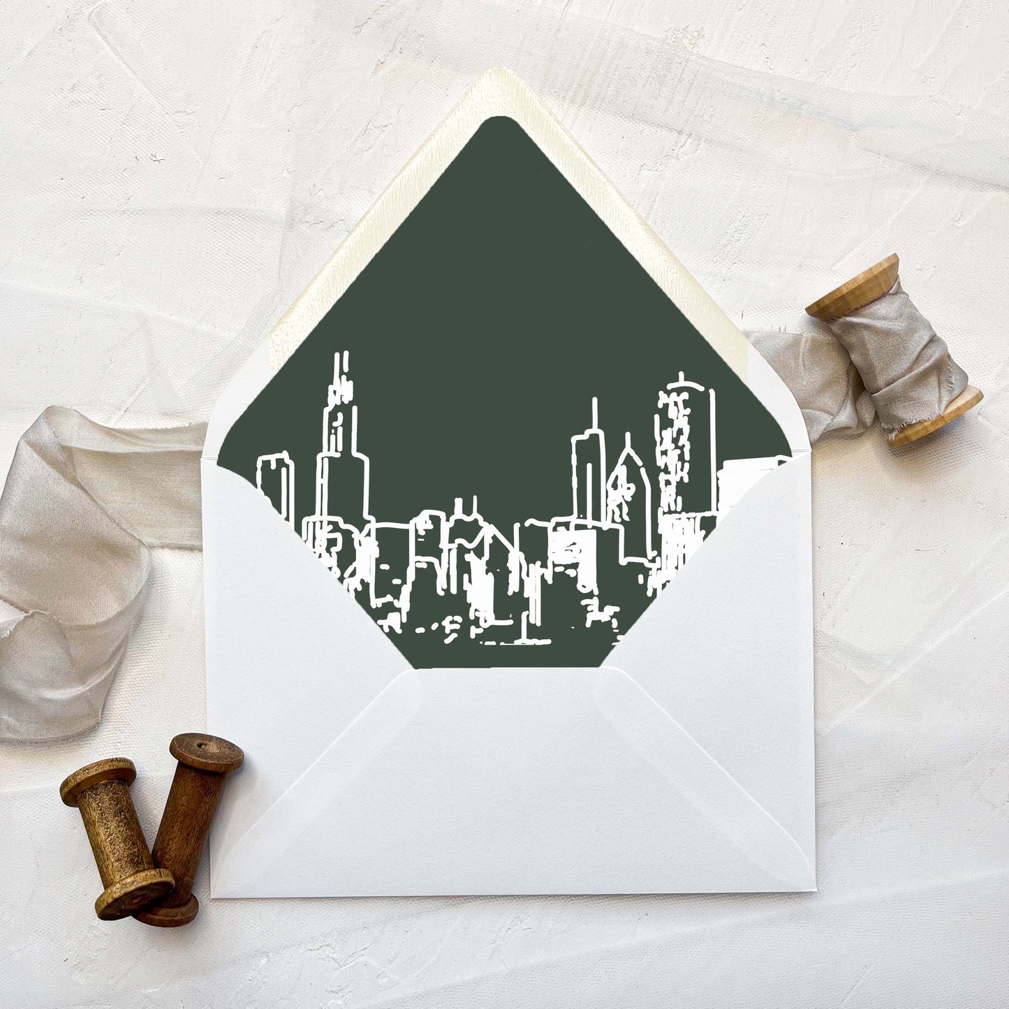 Chicago Line Art Skyline Save the Date