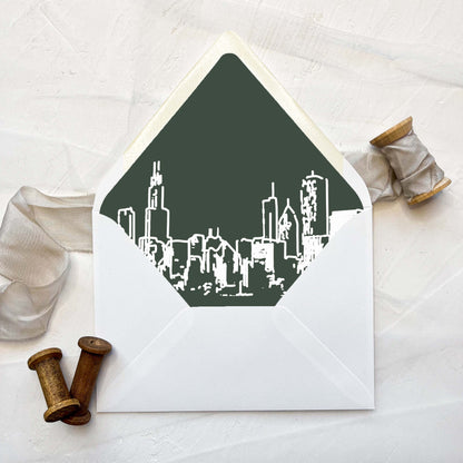 Chicago Line Art Skyline Save the Date