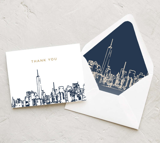 New York City Skyline Thank You Cards | Set of 10