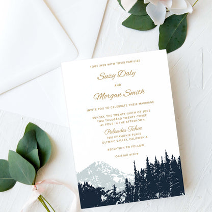 Lake Tahoe Mountain Wedding Invitation