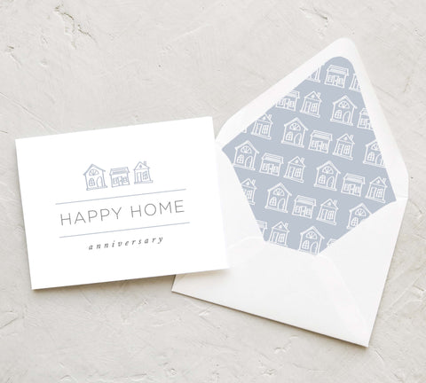 Happy Home Anniversary Card | Sketched Houses | Set of 10