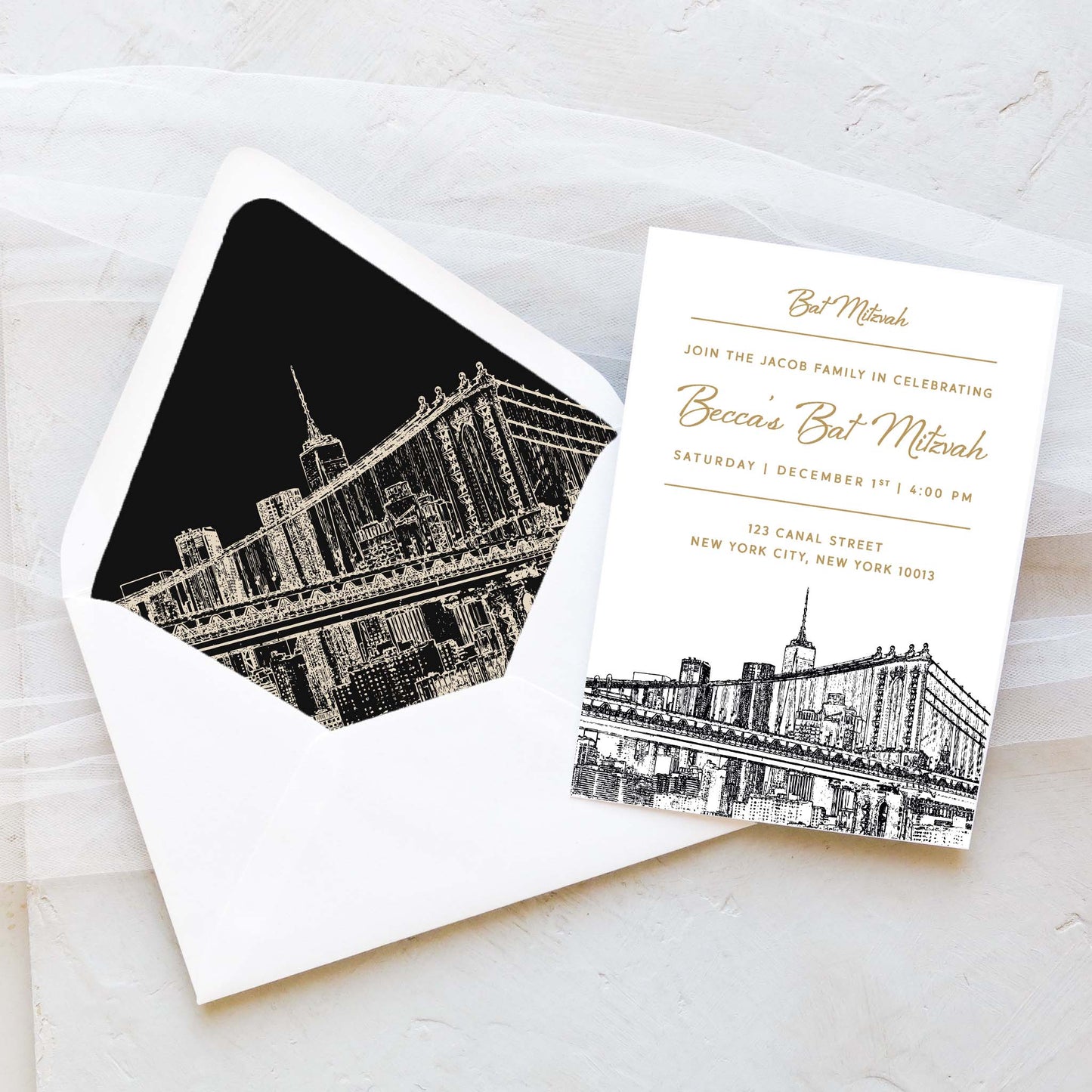 New York Brooklyn Bridge Invitation