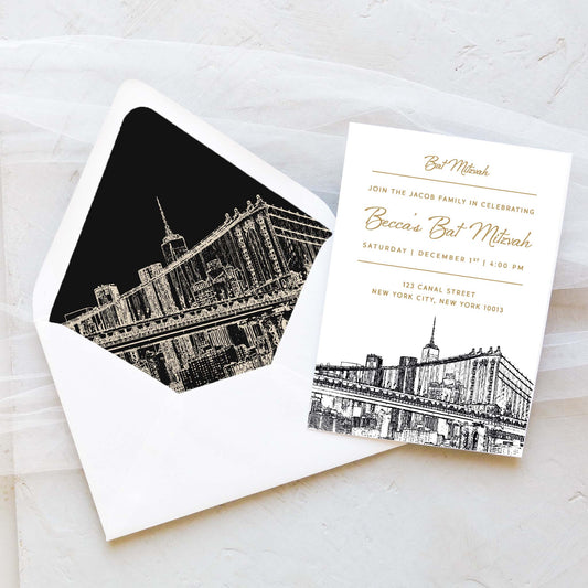New York Brooklyn Bridge Invitation